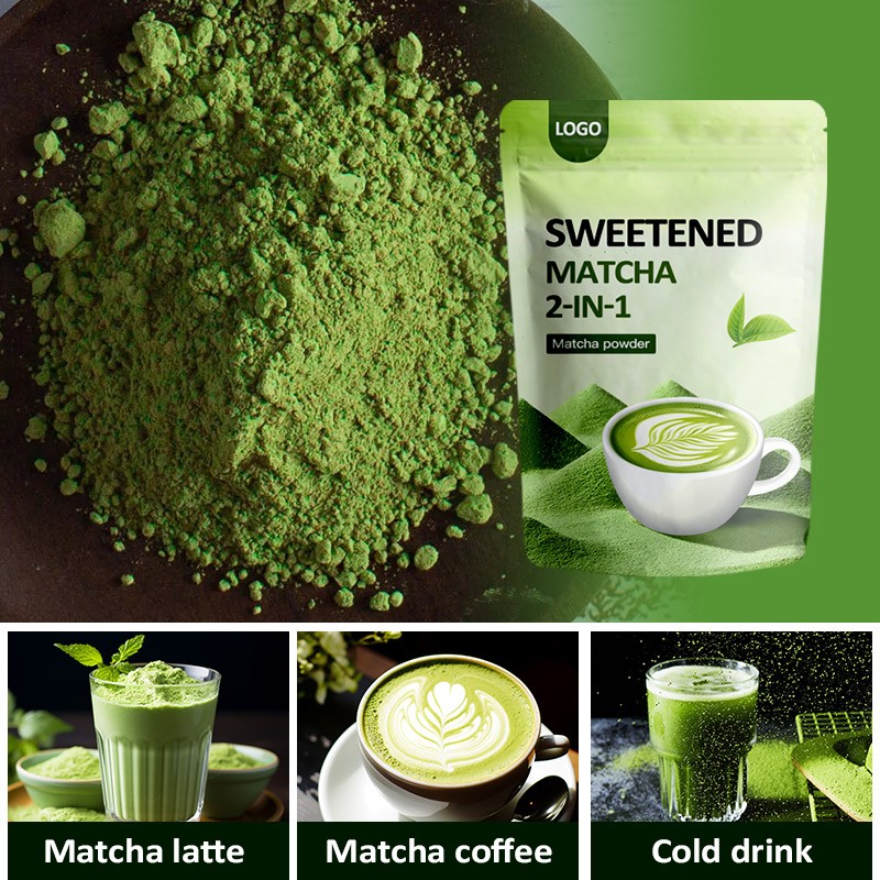 Amulyn Top Quality 2in1 Matcha Latte Powder Organic Green Tea Latte Fresh Dried