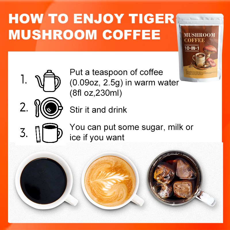 AMULYN Private Label 10 in 1 Ganoderma Coffee Reishi Mushroom Instant Black Coffee