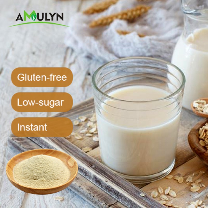 AMULYN Food Grade Gluten-Free Low Sugar Oat Flour Hydrolyzed Oats Milk Powder Herbal Extract White Powder Bottle Drum Mason Jar