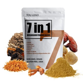 AMULYN Private Label 7 in 1 Mix Mushroom Complex Powder Organic  Cordyceps Reishi Lions Mane Mushroom Extract Blend Powder