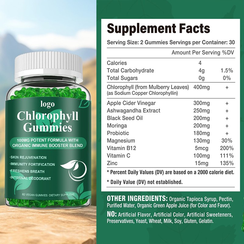 Chlorophyll Gummies Factory - OEM Sugar Free Detox Immune