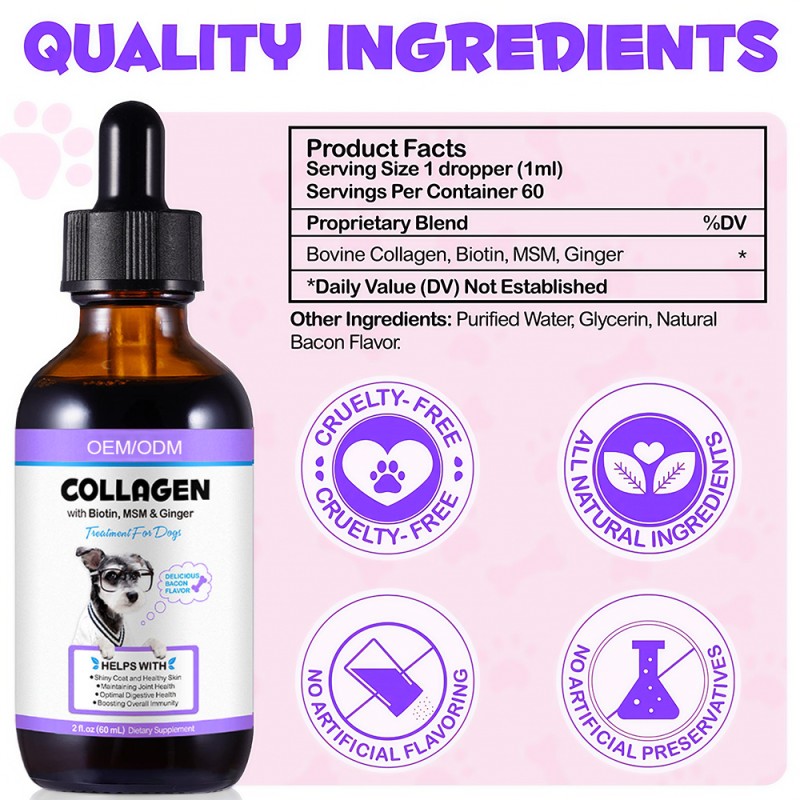 Bovine Collagen Drops Factory - OEM Oral Liquid Skin Coat Itch