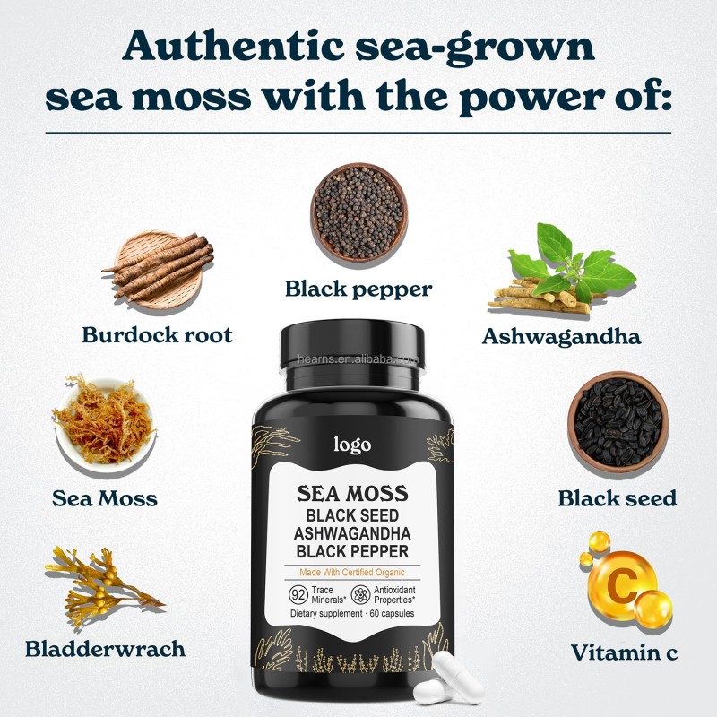 Sea Moss Capsules Supplier - OEM Black Seed Oil Ashwagandha Adult