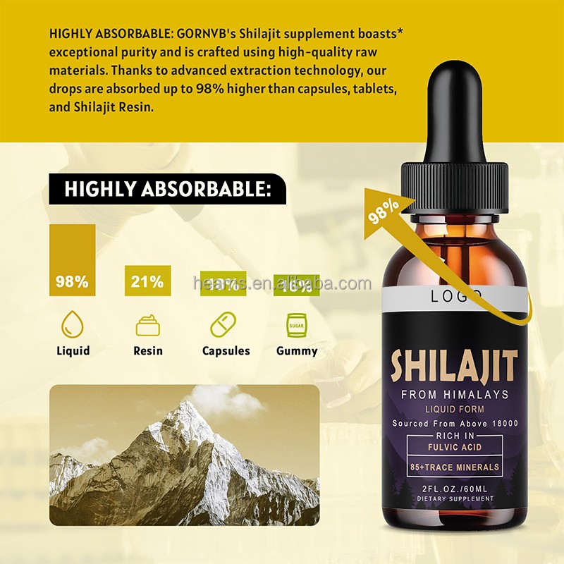 Shilajit Liquid Drops Factory - OEM Himalayan Extract Mineral Booster