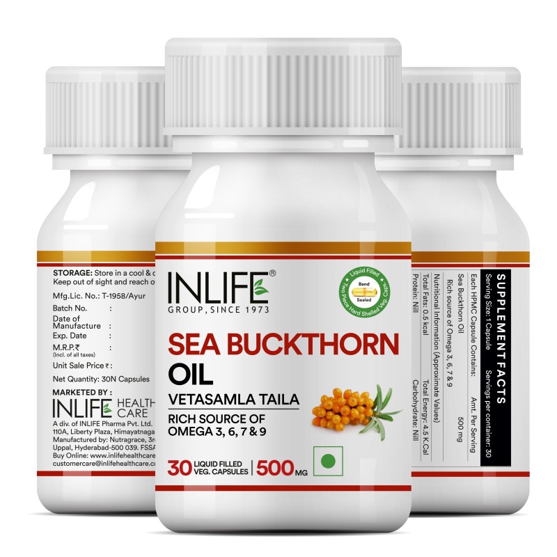 Sea Buckthorn Seed Oil - Omega Supplement Vegetarian Capsules