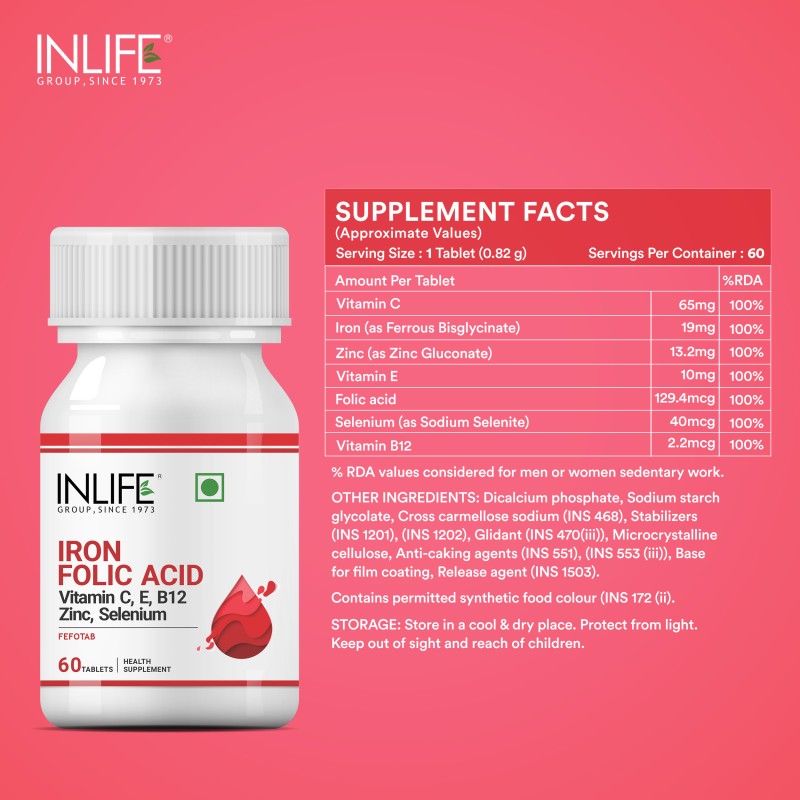 Iron Folic Acid Supplement - Chelated with Vitamins Tablets