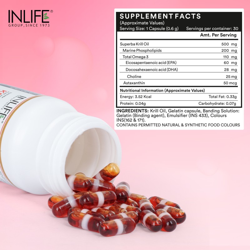 Krill Oil Supplement - Superba Phospholipid Omega 3 Capsules