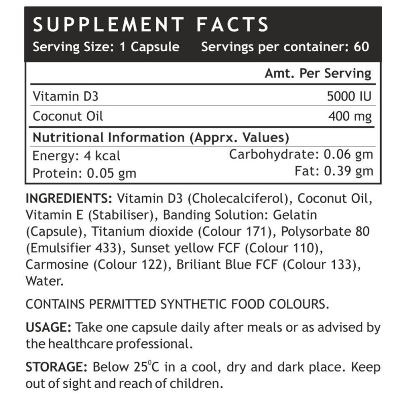 Vitamin D3 Supplement - 5000 IU Liquid Filled Capsules Supplier