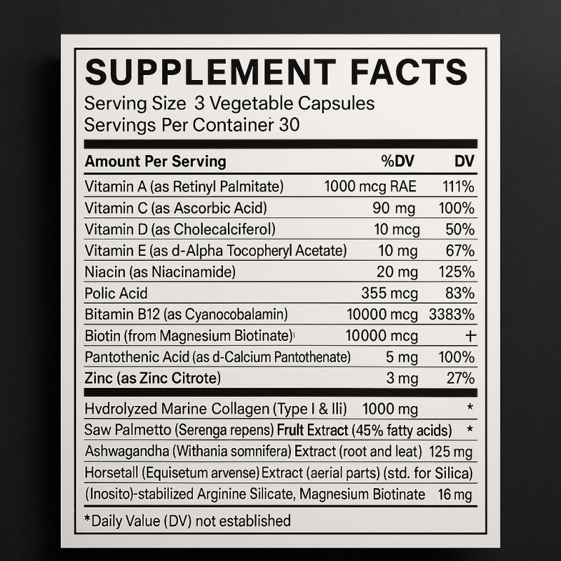 Biotin Capsules - Hair Nail Skin Growth Supplement