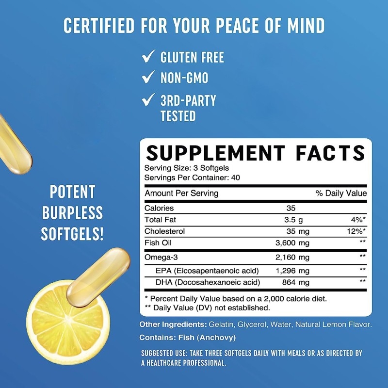 Fish Oil Softgel Supplements - Lemon Flavor Private Label