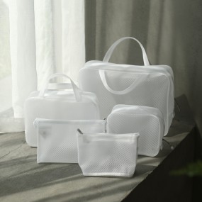 Cosmetic Bag Manufacturer - Travel White Mesh Waterproof Wash