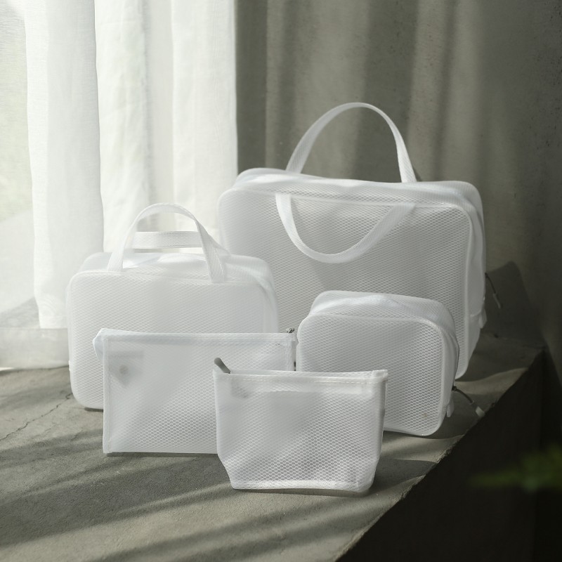 Cosmetic Bag Manufacturer - Travel White Mesh Waterproof Wash