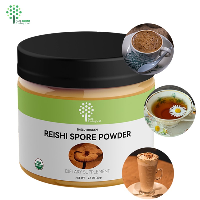 OEM Shell-broken Reishi Spore Powder with Private Label  60G 2.1OZ Jars