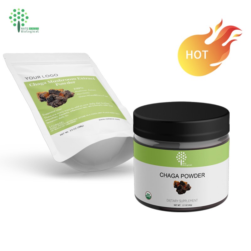 Customized Private Chaga Mushroom Extract Powder with 60G  2.1OZ Jars