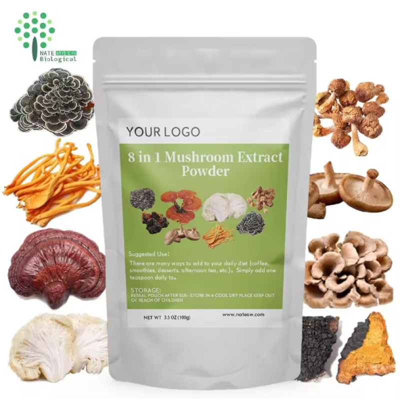 EU&USDA Organic Blend Lions Mane Cordyceps Shiitake Maitake Reishi Chaga Mushroom Extract Powder