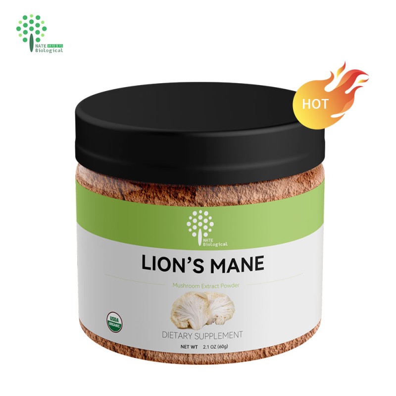 OEM Organic Lions Mane Mushroom Extract Powder with Private Label 60G 2.1OZ Jars