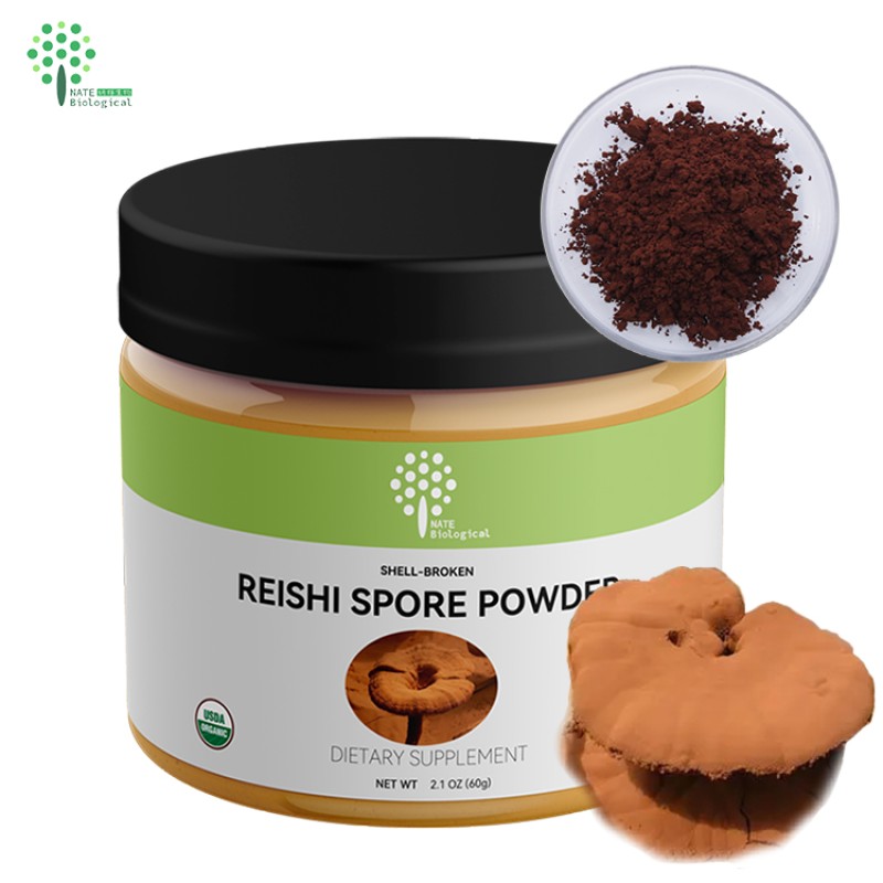 OEM Shell-broken Reishi Spore Powder with Private Label  60G 2.1OZ Jars