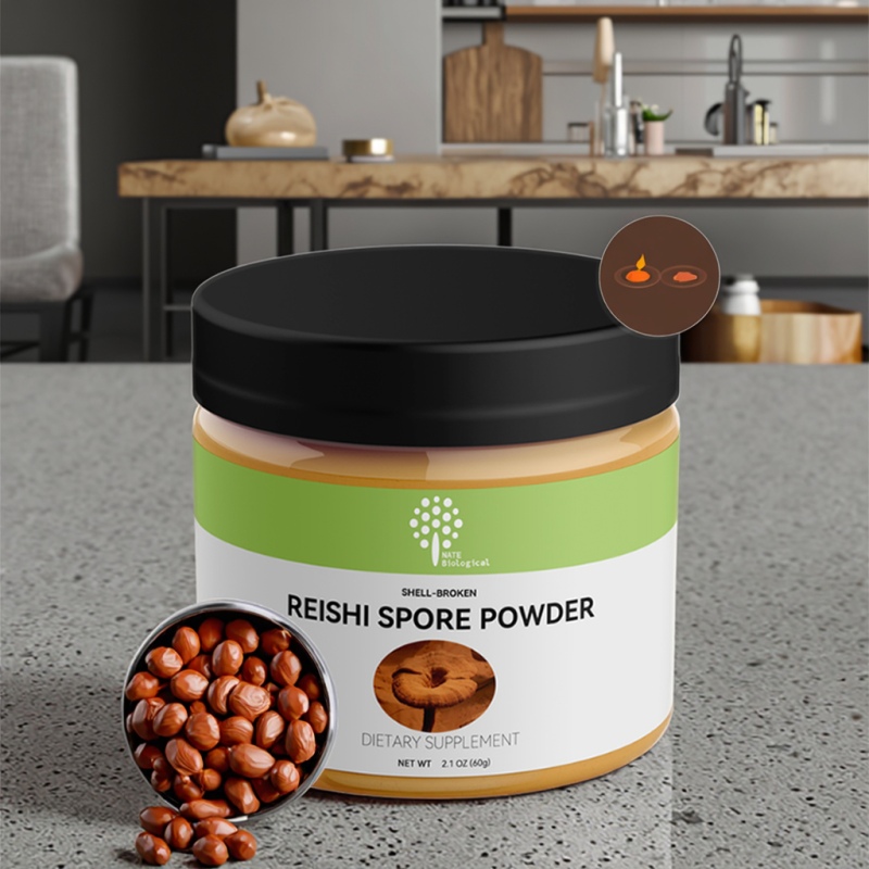 OEM Shell-broken Reishi Spore Powder with Private Label  60G 2.1OZ Jars