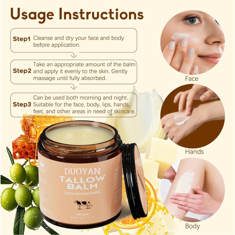 Beef Tallow Balm 5oz - Organic Grass Fed