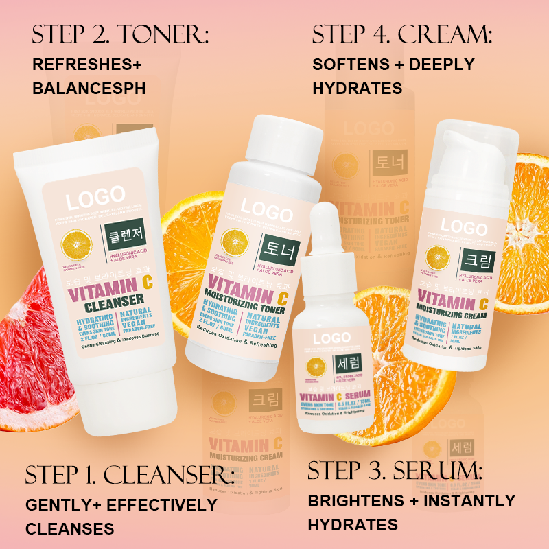 Skin Care Set 4pcs - OEM Hyaluronic Acid Vitamin C Formula