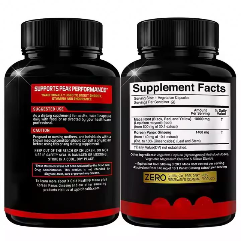 Black Maca Capsules Factory - Certified Organic Men Health Bulk