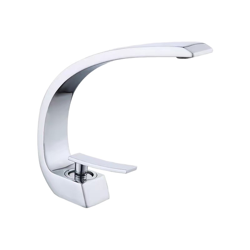 Basin Faucet Manufacturer - Golden Plated Copper C Shape Waterfall