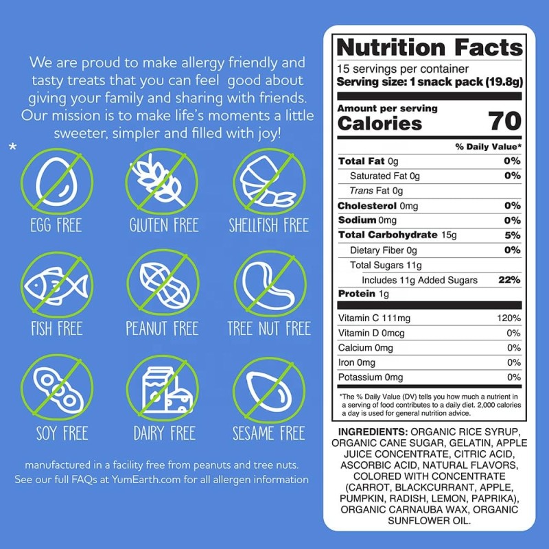 Organic Gummy Bears - Natural Fruit Vegan Gluten Free