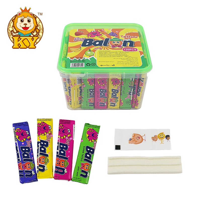 Bubble Gum Candy with Tattoo Factory - Wholesale Sweet Fruity Flavor Chewy