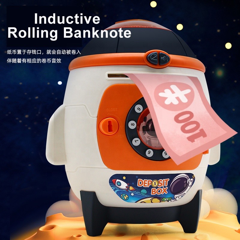 Mechanical Lock Money Box Manufacturer - Cartoon Space Rocket Coin Bank