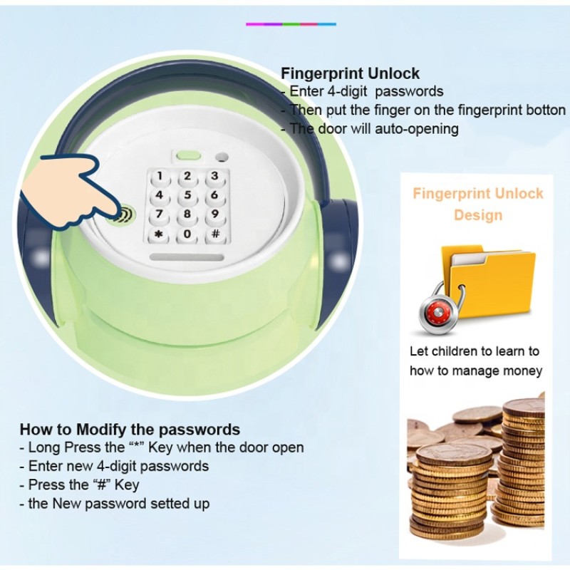 Smart ATM Piggy Bank Manufacturer - Fingerprint Password Educational Toy