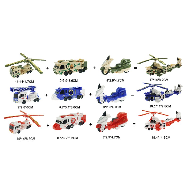 Combined Combat Helicopter Factory - 3 Cars Deformed Toys