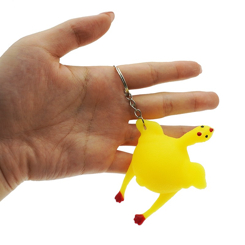 Soft Hen Keychain Factory - Rubber Yellow Chicken Prank Toy