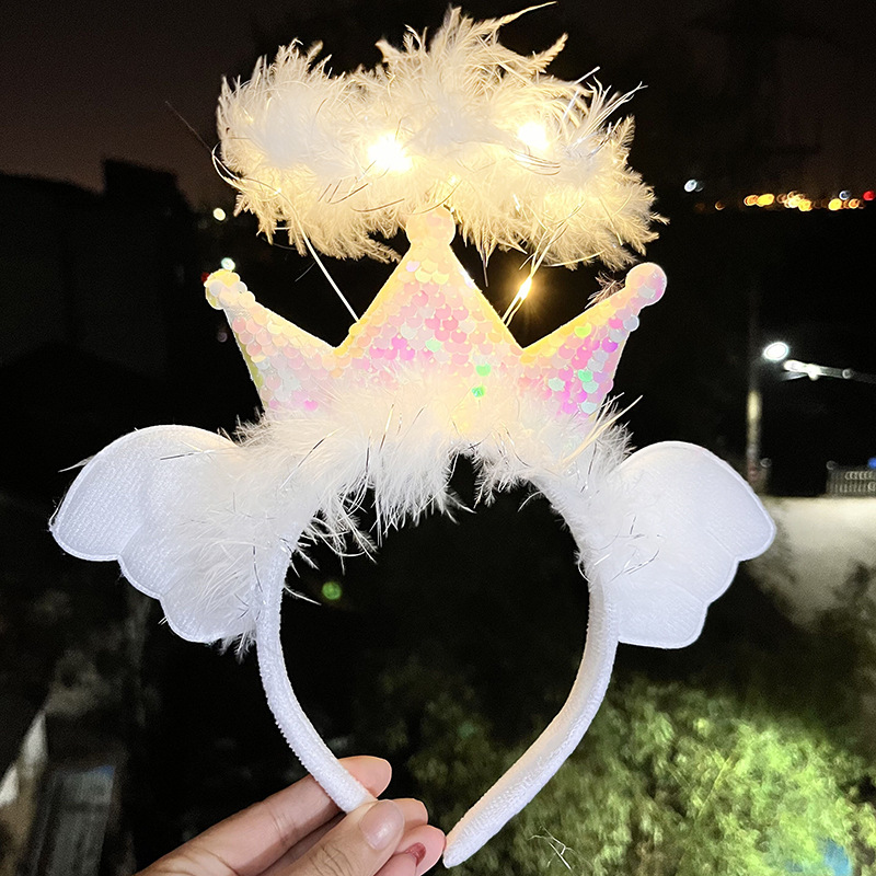 Glowing Crown Supplier - Cross-border Angel Headband Feather Wings