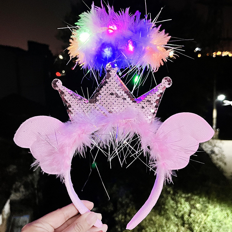 Glowing Crown Supplier - Cross-border Angel Headband Feather Wings