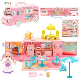 Doll House Play Set Factory - Indoor Touring Bus Pretend Cooking
