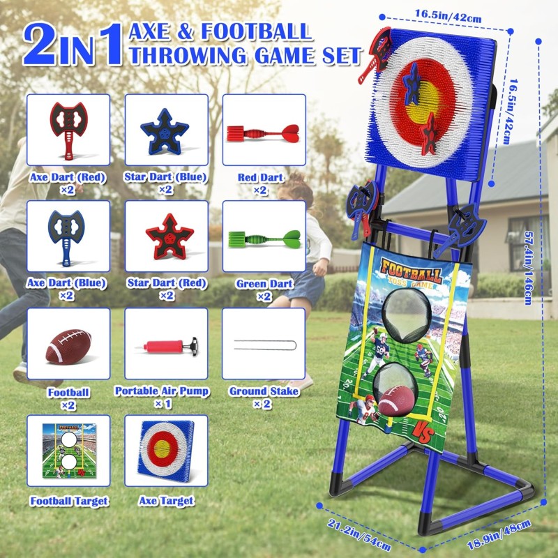 2-in-1 Axe Game Supplier - Plastic Darts 16-Piece Safe Portable