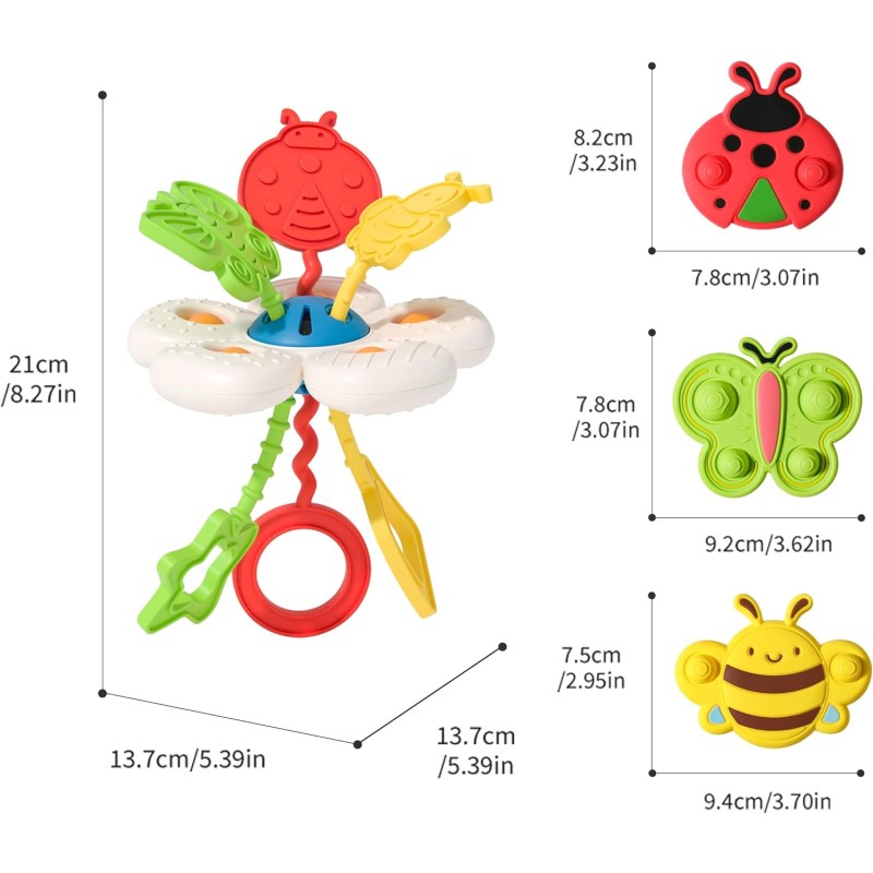 Sensory Montessori Toys Supplier - 3pcs Teething Suction Cup Spinner