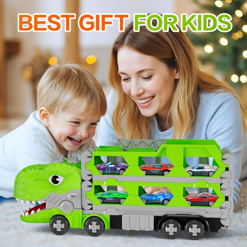 Dinosaur Truck Toys Factory - Pull Back Cars Track Learning Set