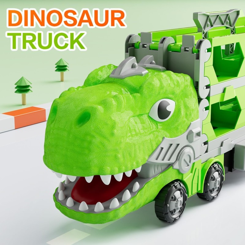 Dinosaur Truck Toys Factory - Pull Back Cars Track Learning Set