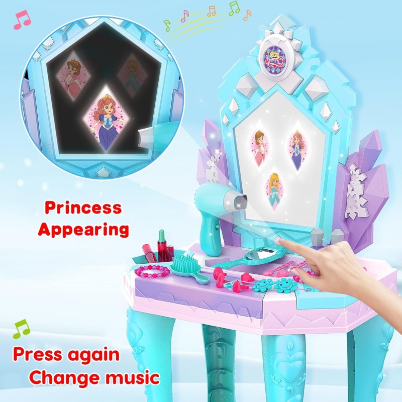 Vanity Makeup Table Factory - Magic Mirror Music Light Frozen Set