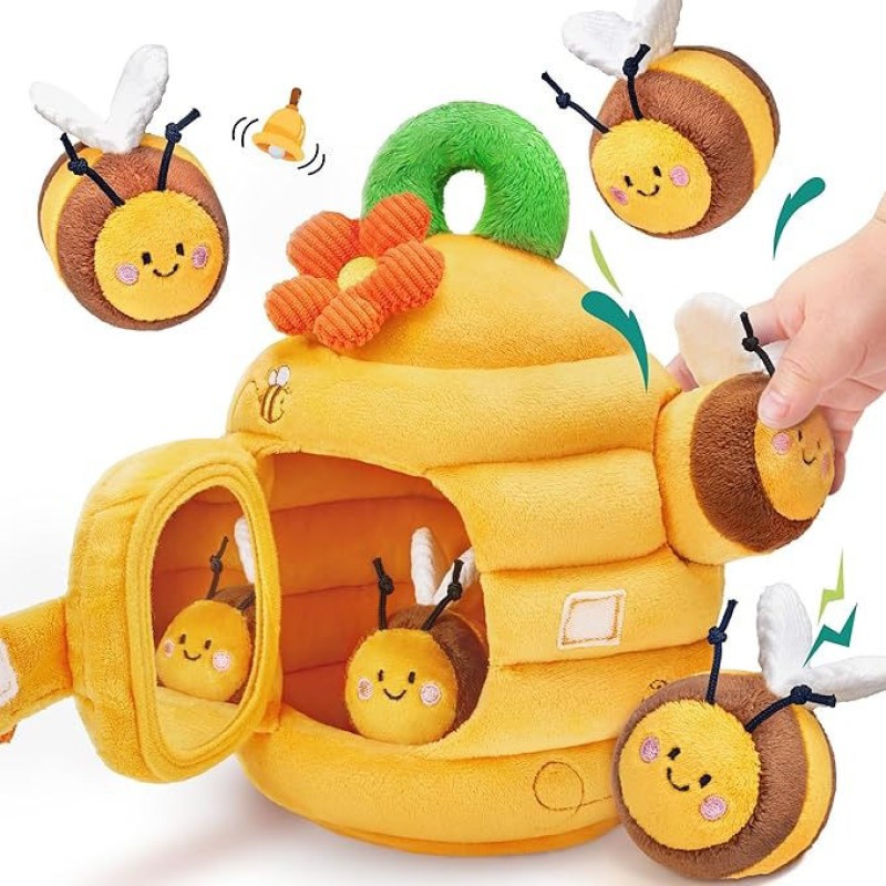 Baby Beehive Toys Supplier - 5 Sensory Bees Rattle Crinkle