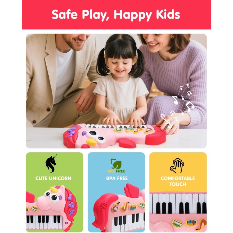 Unicorn Piano Toy Supplier - 24 Keys Keyboard Multifunctional Music