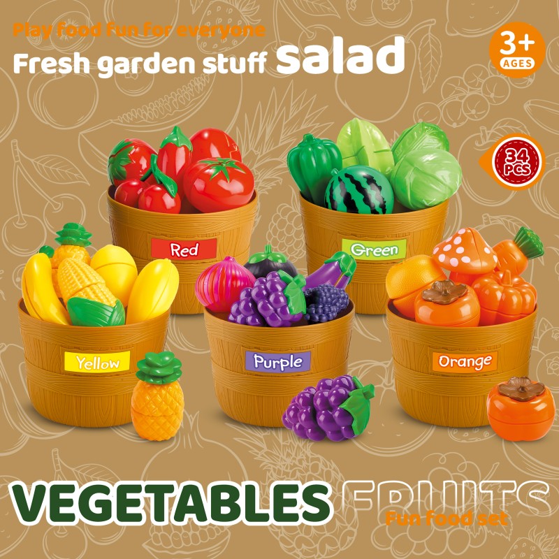 Play Food Set Factory - Preschool Kitchen Accessories Color Sorting