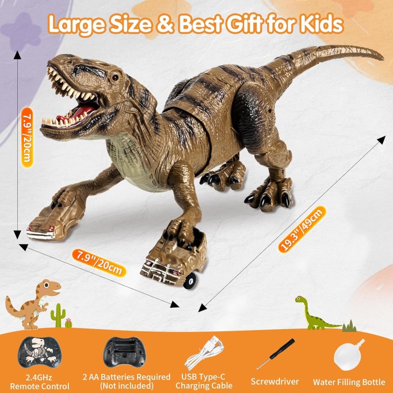 Remote Control Dinosaur Factory - Large Robot 360 Head Spray