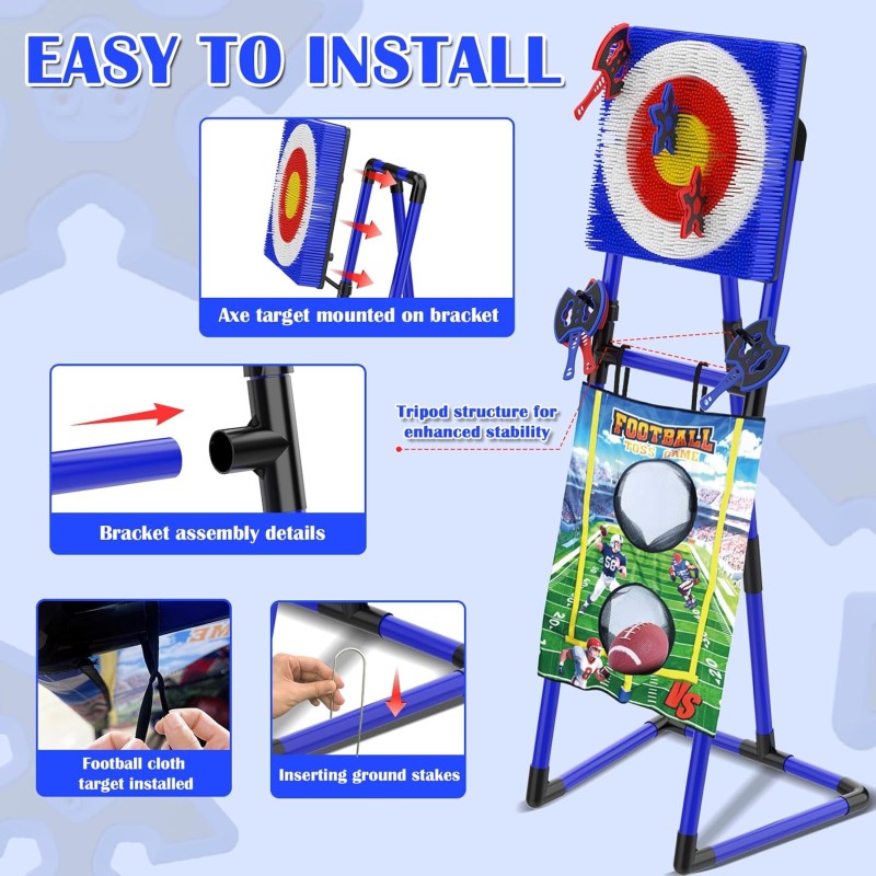 2-in-1 Axe Game Supplier - Plastic Darts 16-Piece Safe Portable