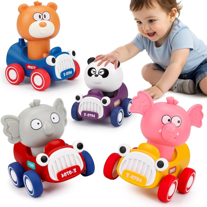 Press and Go Toy Cars Factory - Friction Animal Racing Baby Toys