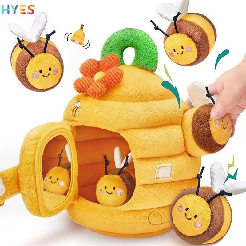 Baby Beehive Toys Supplier - 5 Sensory Bees Rattle Crinkle