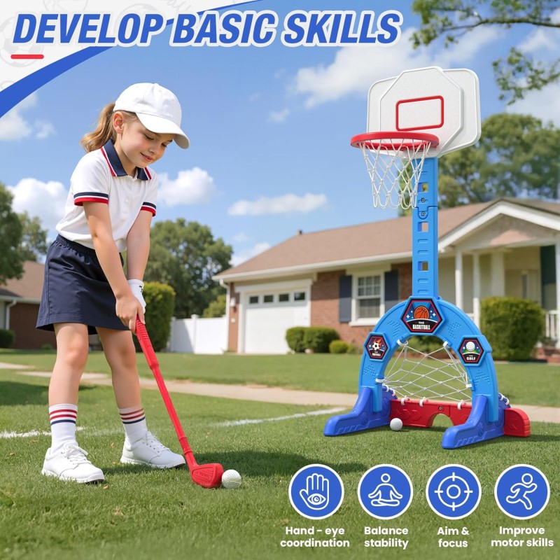 3 in 1 Sports Set Supplier - Adjustable Basketball Soccer Golf