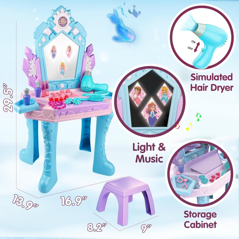 Vanity Makeup Table Factory - Magic Mirror Music Light Frozen Set