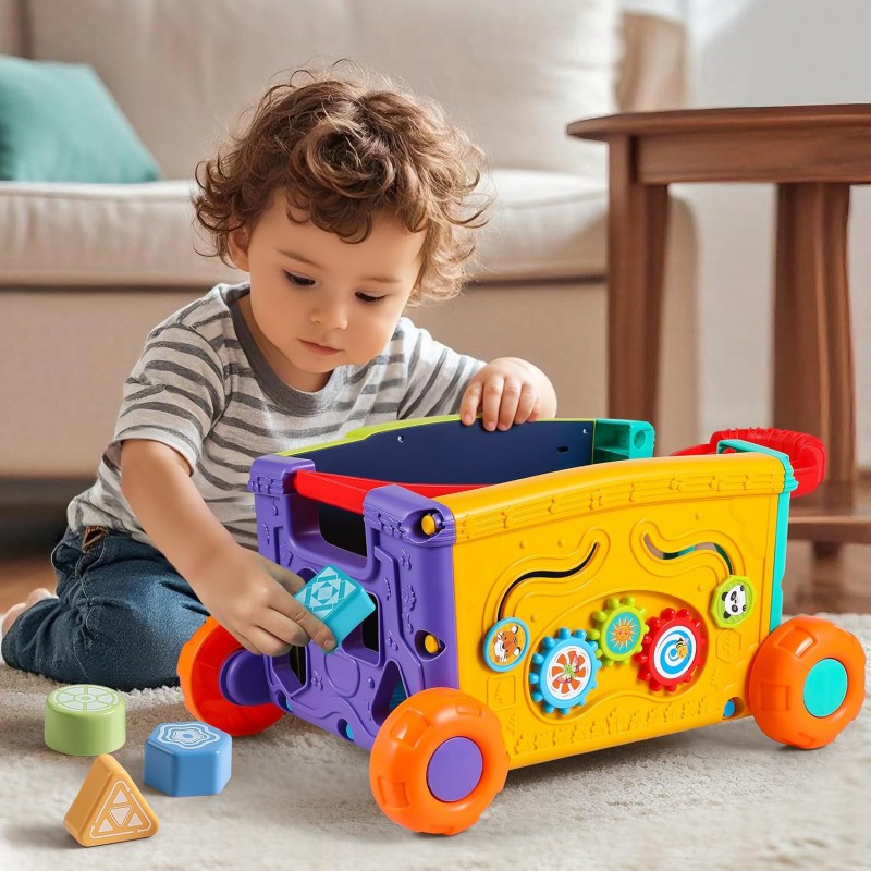 Multi-functional Trolley Play Set Factory - 2-in-1 Shopping Pull Toy